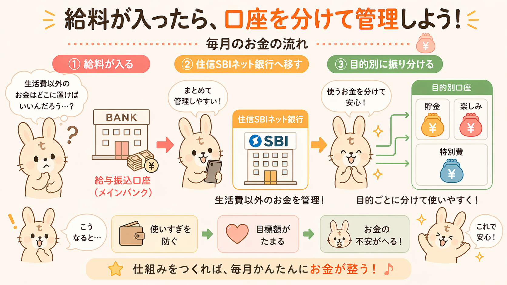 毎月の口座間資金移動のフロー