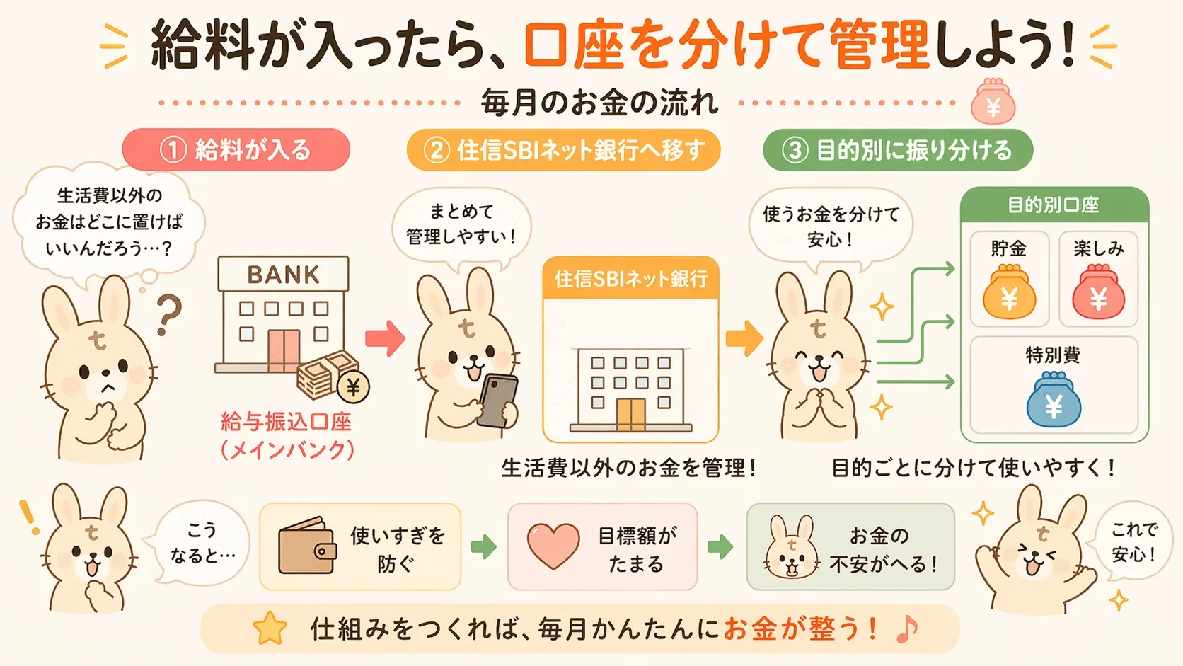 毎月の口座間資金移動のフロー